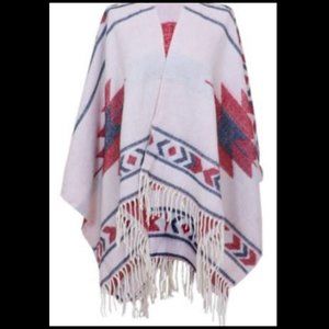 Women's White Printed Long Shawl Wrap